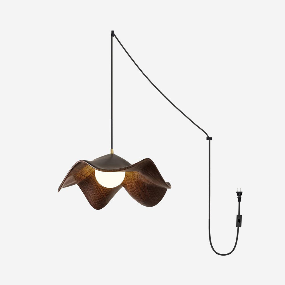 Brioce Suspension avec abat-jour en résine blanc et noyer pour salon et salle à manger