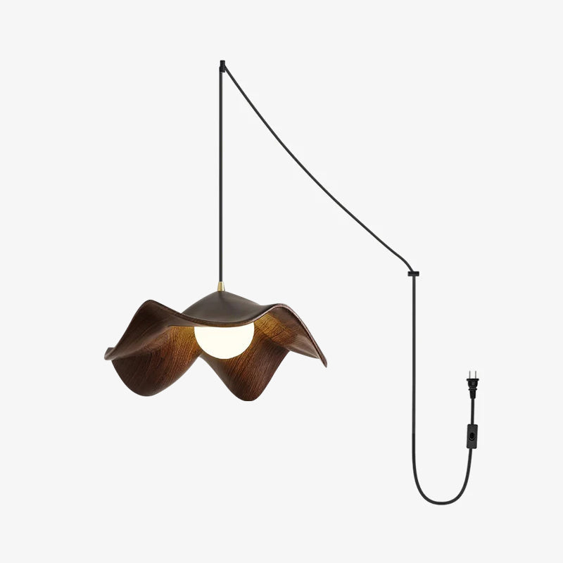 Brioce Suspension avec abat-jour en résine blanc et noyer pour salon et salle à manger