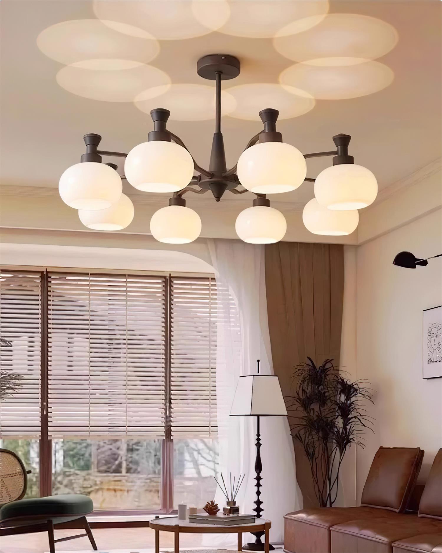 Cassia Lustre Globe en Verre Opale Bras