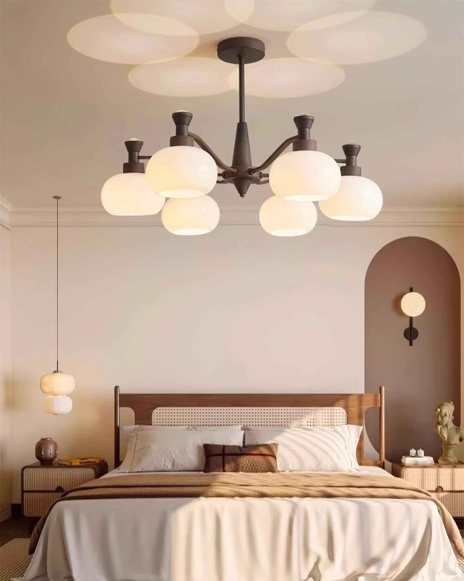 Cassia Lustre Globe en Verre Opale Bras