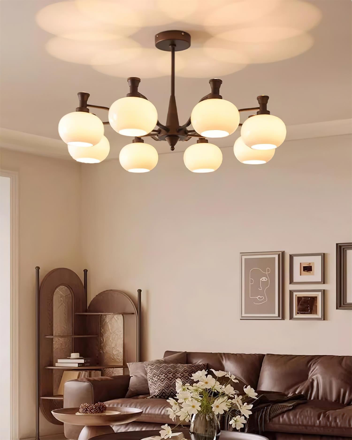Cassia Lustre Globe en Verre Opale Bras