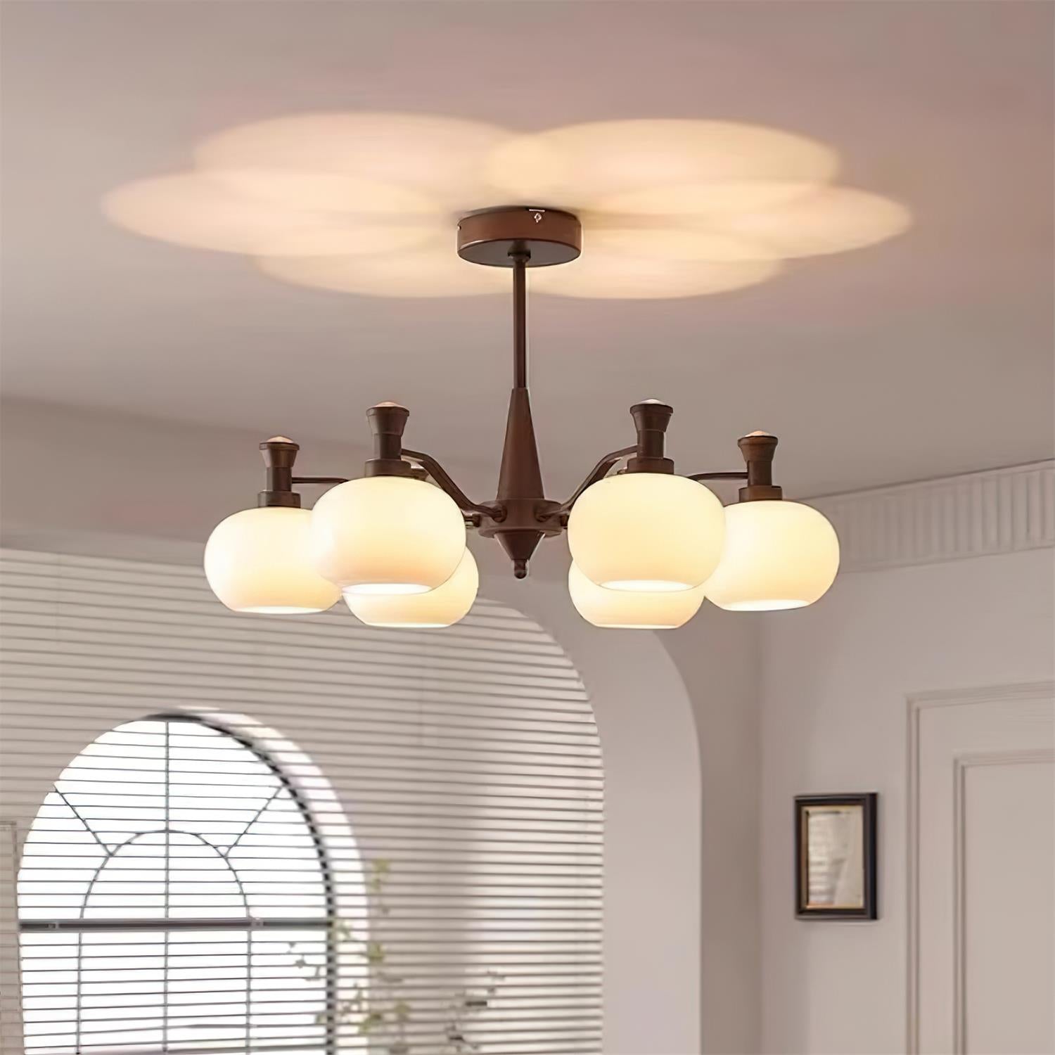 Cassia Lustre Globe en Verre Opale Bras