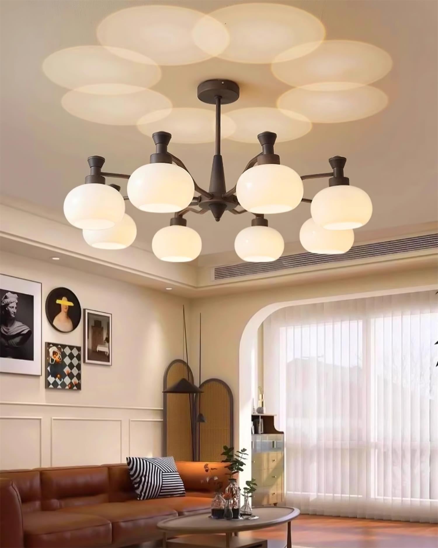 Cassia Lustre Globe en Verre Opale Bras