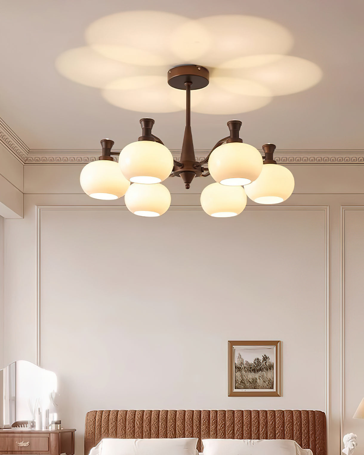 Cassia Lustre Globe en Verre Opale Bras
