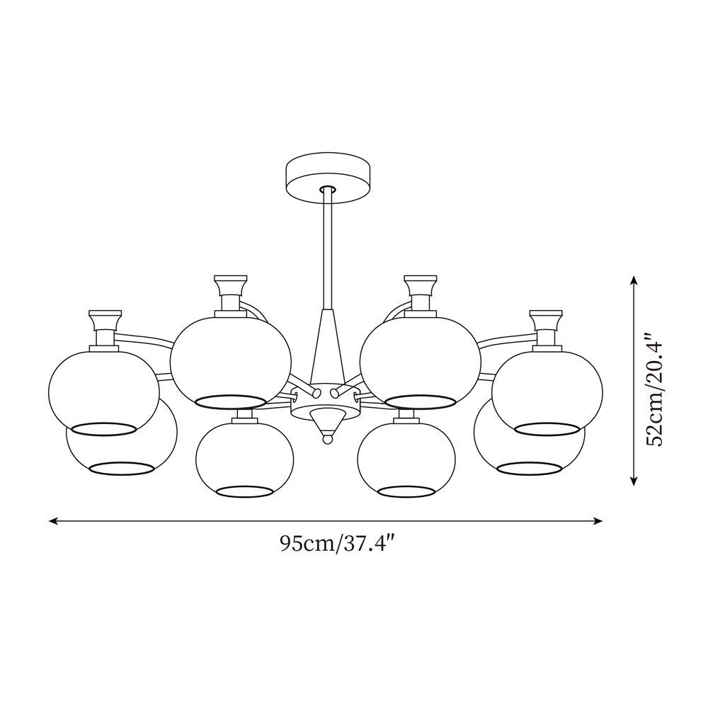 Cassia Lustre Globe en Verre Opale Bras