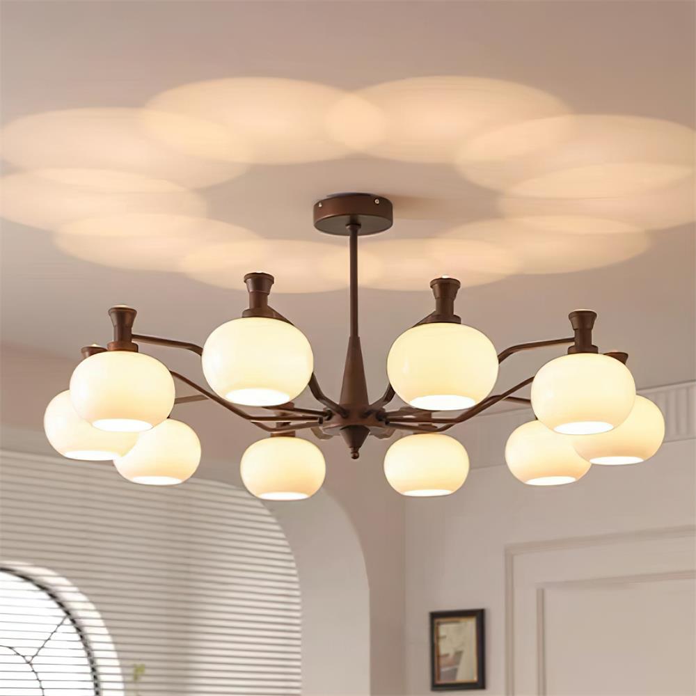 Cassia Lustre Globe en Verre Opale Bras
