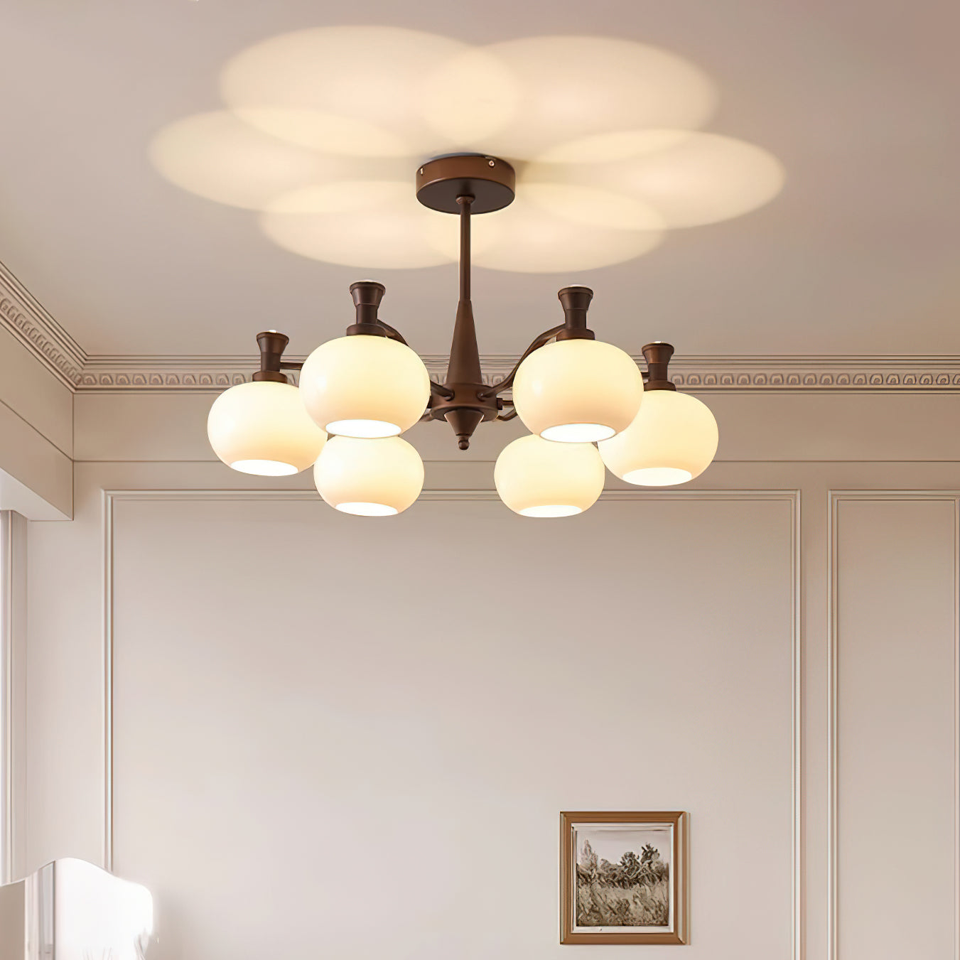 Cassia Lustre Globe en Verre Opale Bras