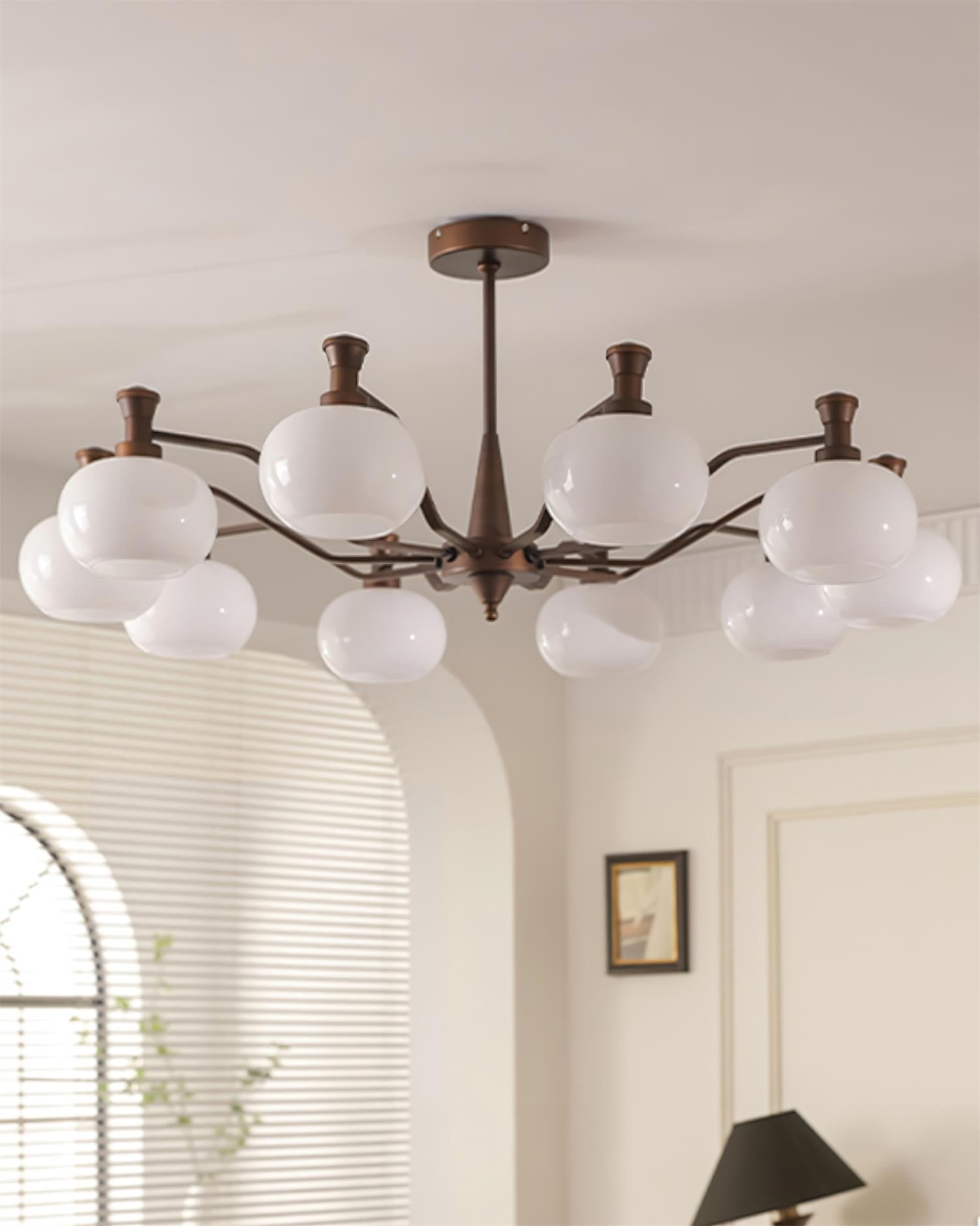 Cassia Lustre Globe en Verre Opale Bras