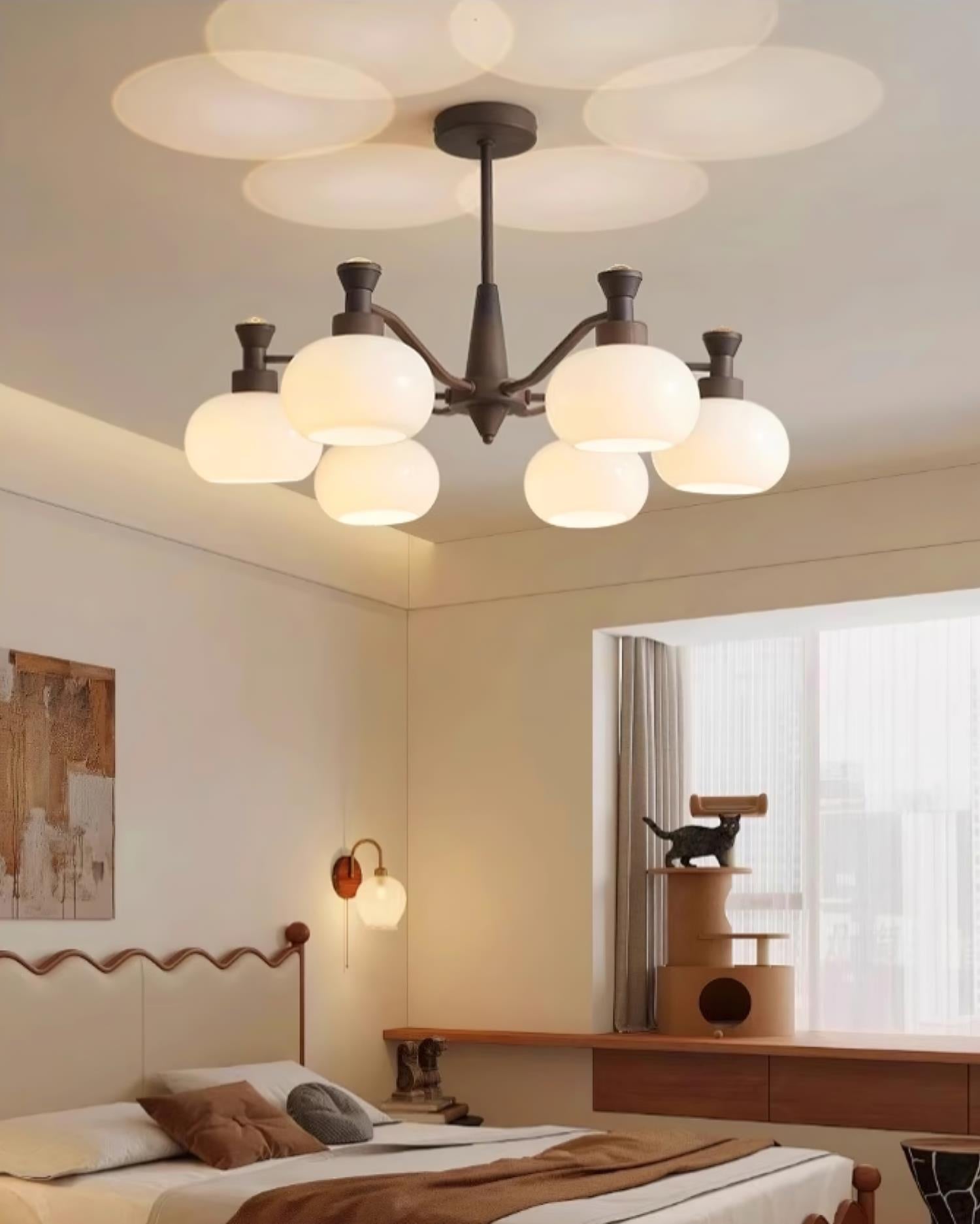 Cassia Lustre Globe en Verre Opale Bras