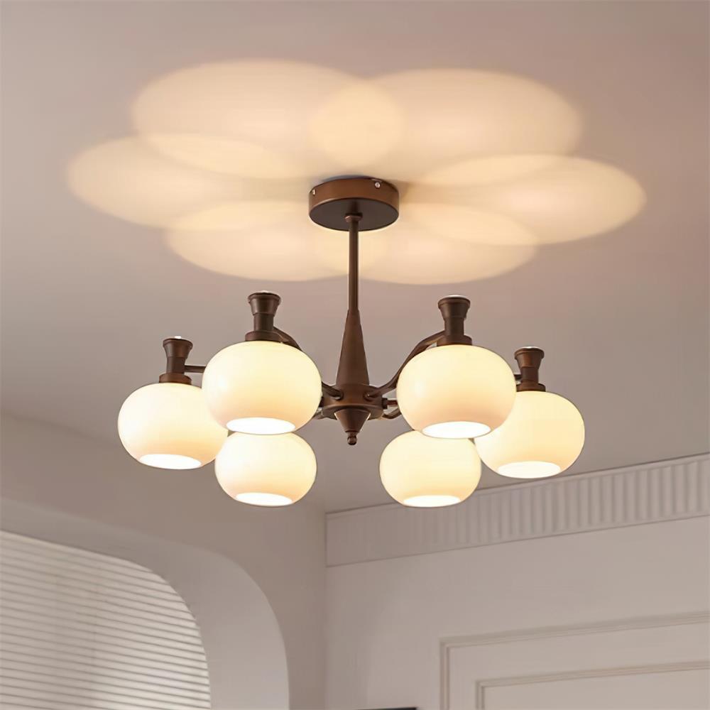 Cassia Lustre Globe en Verre Opale Bras