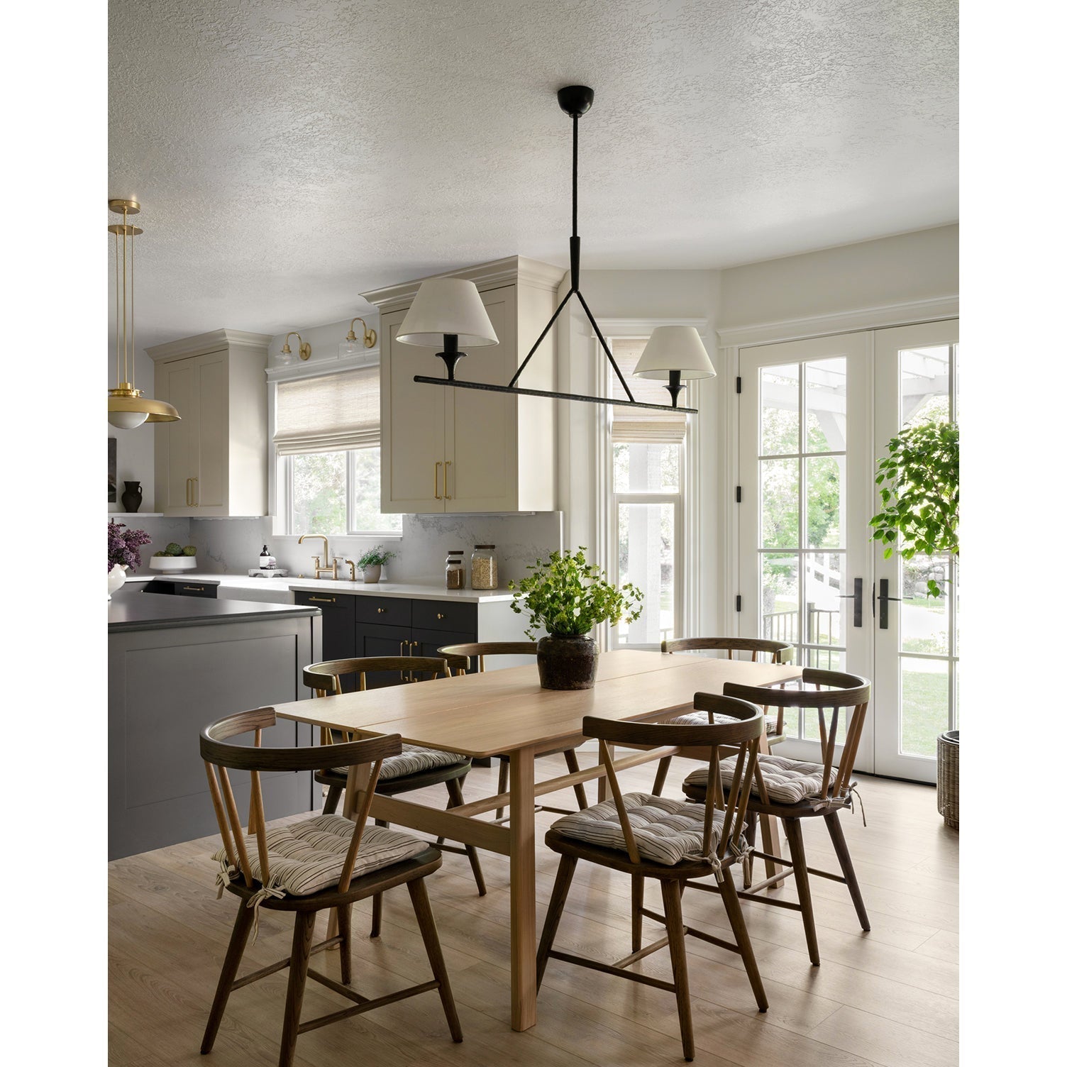 Keen Lustre Linéaire Moderne Élégant en Laiton et Tissu
