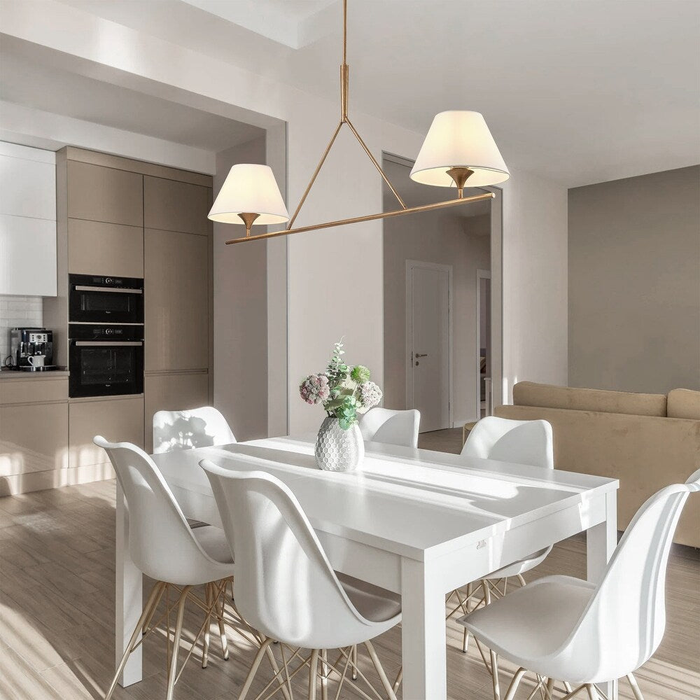 Keen Lustre Linéaire Moderne Élégant en Laiton et Tissu
