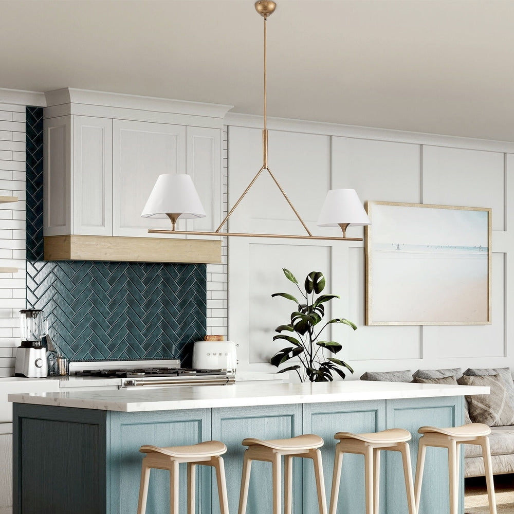 Keen Lustre Linéaire Moderne Élégant en Laiton et Tissu