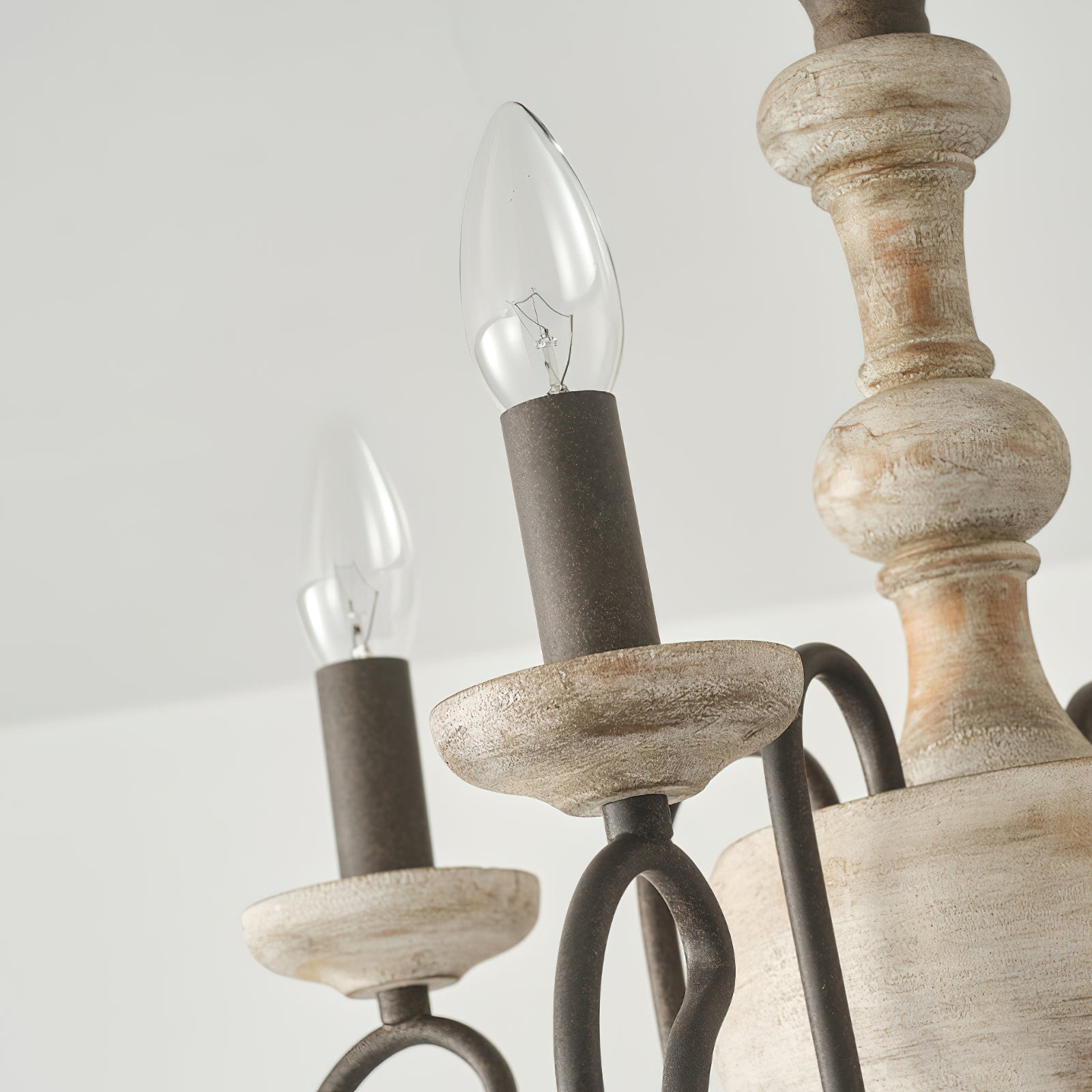 Myst Lampe de Plafond Semi-Encastrée en Métal et Bois Traditionnel Vintage