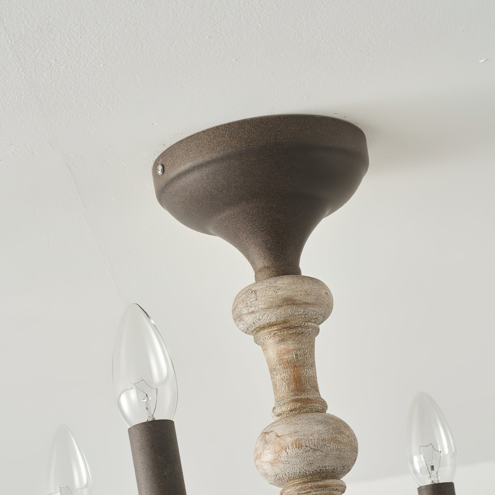 Myst Lampe de Plafond Semi-Encastrée en Métal et Bois Traditionnel Vintage