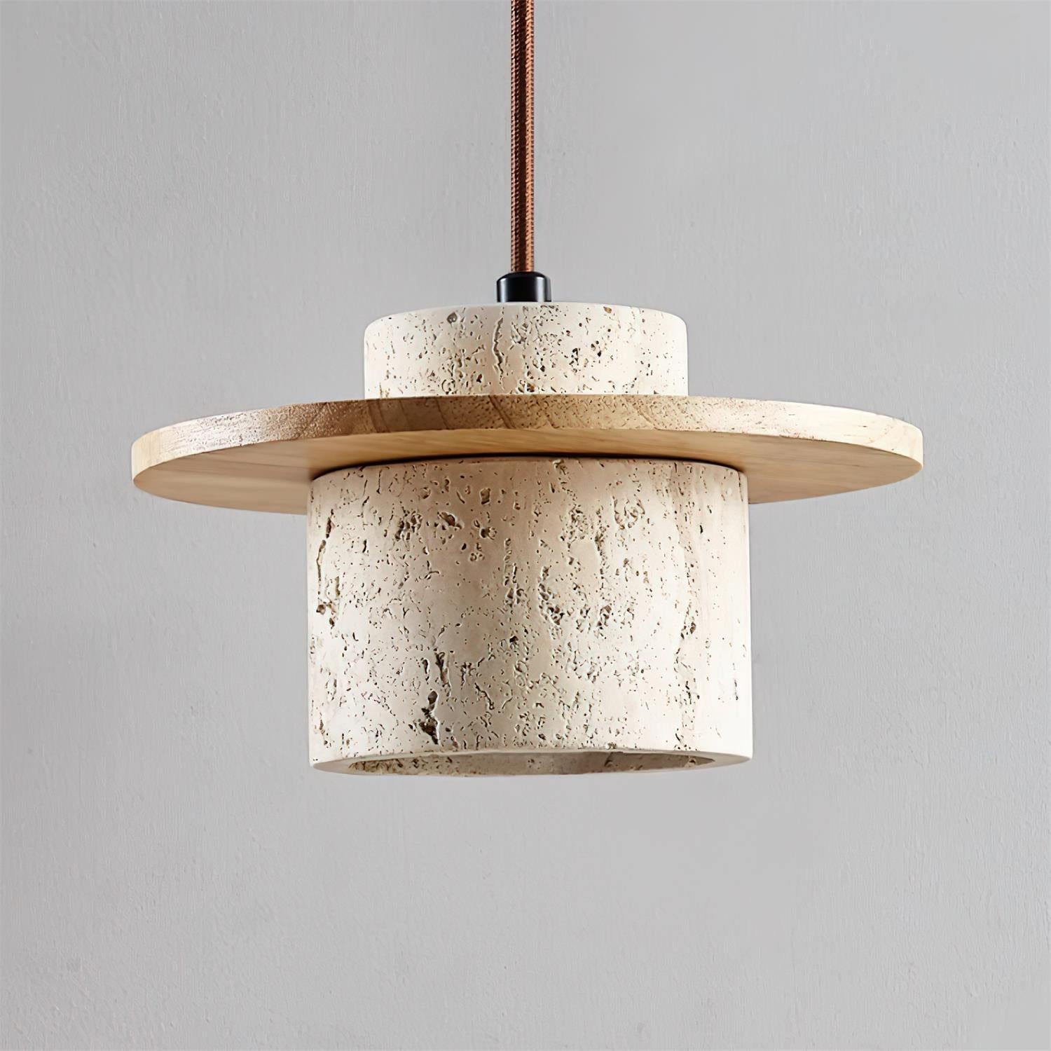 Virelli Applique Murale Cylindre en Travertin Bois de Noyer Scandinave