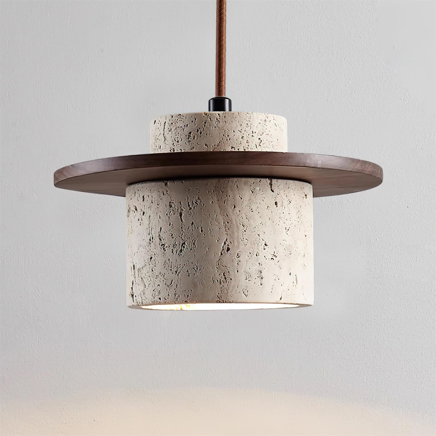 Virelli Applique Murale Cylindre en Travertin Bois de Noyer Scandinave