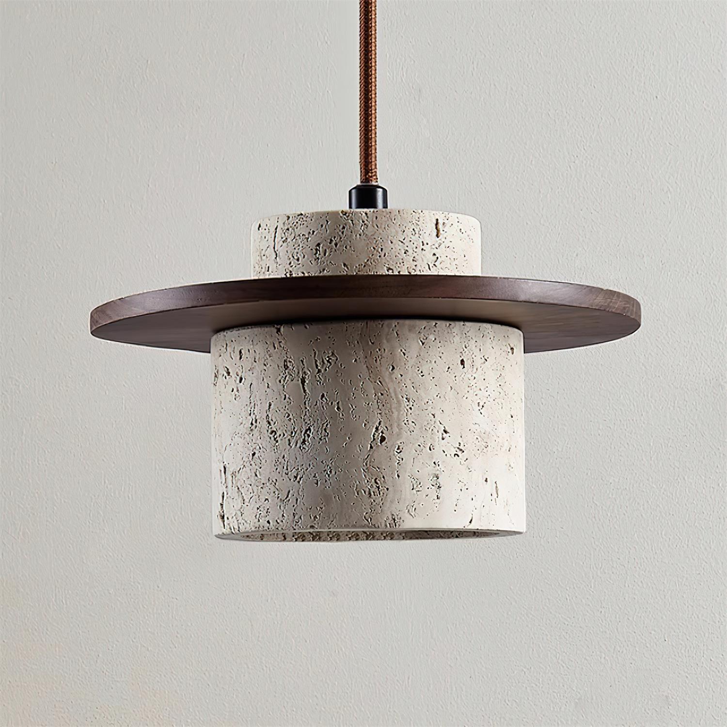 Virelli Applique Murale Cylindre en Travertin Bois de Noyer Scandinave