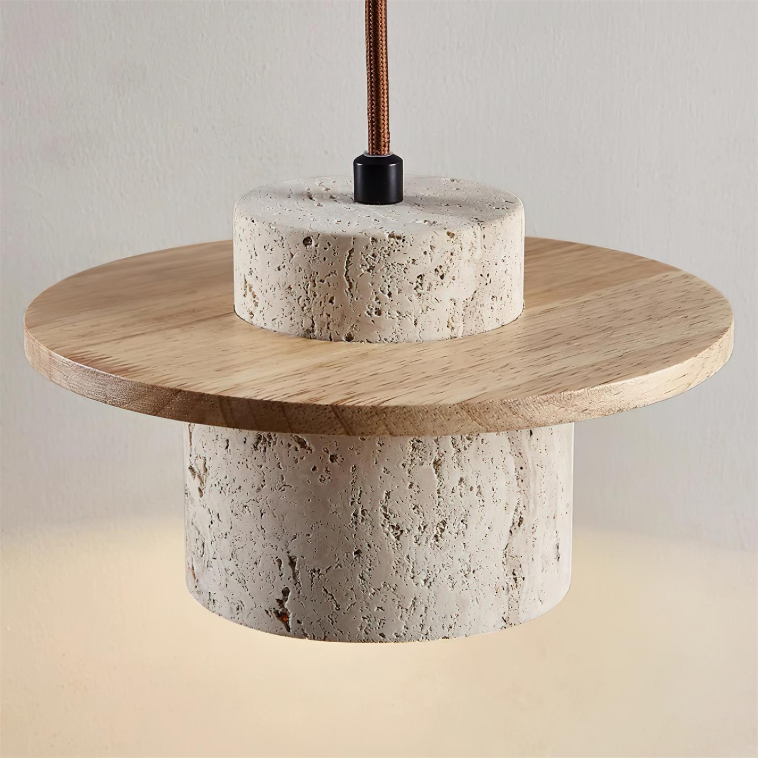 Virelli Applique Murale Cylindre en Travertin Bois de Noyer Scandinave