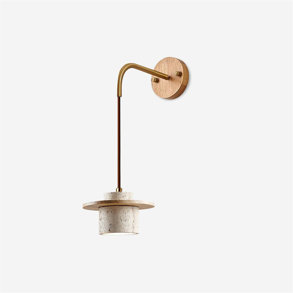 Virelli Applique Murale Cylindre en Travertin Bois de Noyer Scandinave