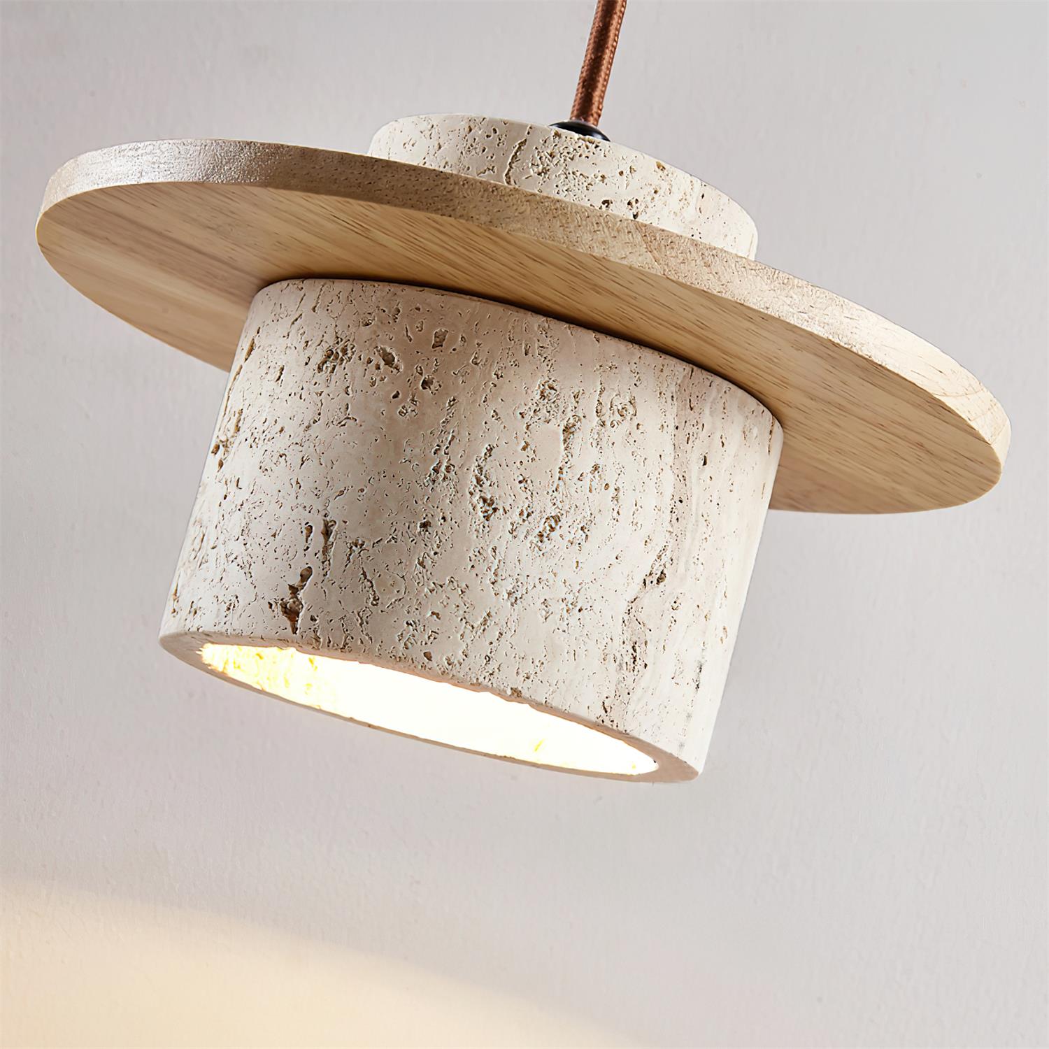 Virelli Applique Murale Cylindre en Travertin Bois de Noyer Scandinave