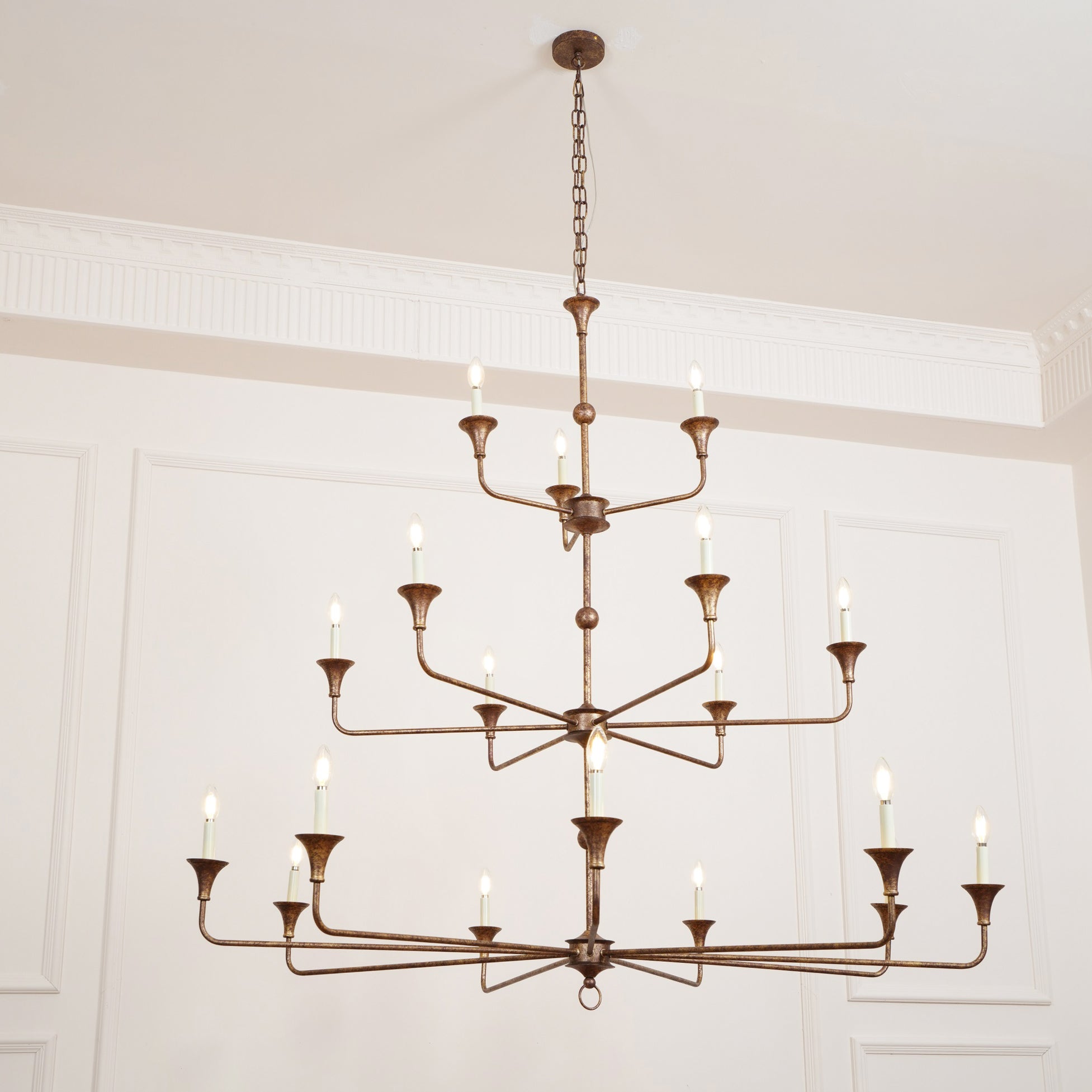 Wisp Grand Lustre en Métal de Bronze Industriel Vintage