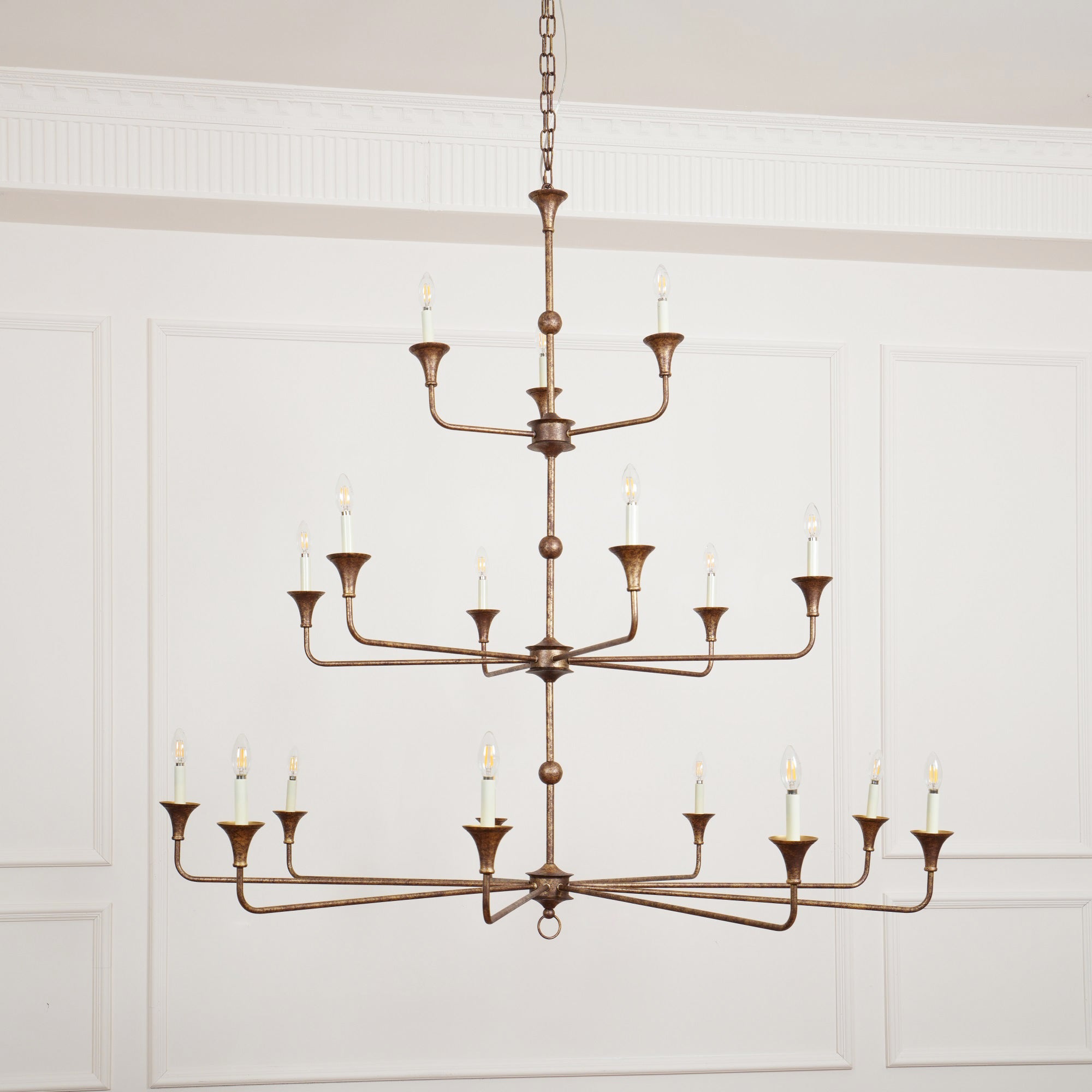 Wisp Grand Lustre en Métal de Bronze Industriel Vintage
