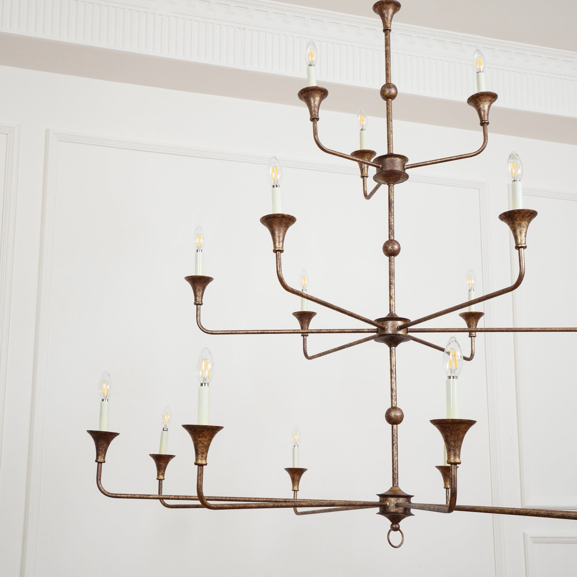 Wisp Grand Lustre en Métal de Bronze Industriel Vintage
