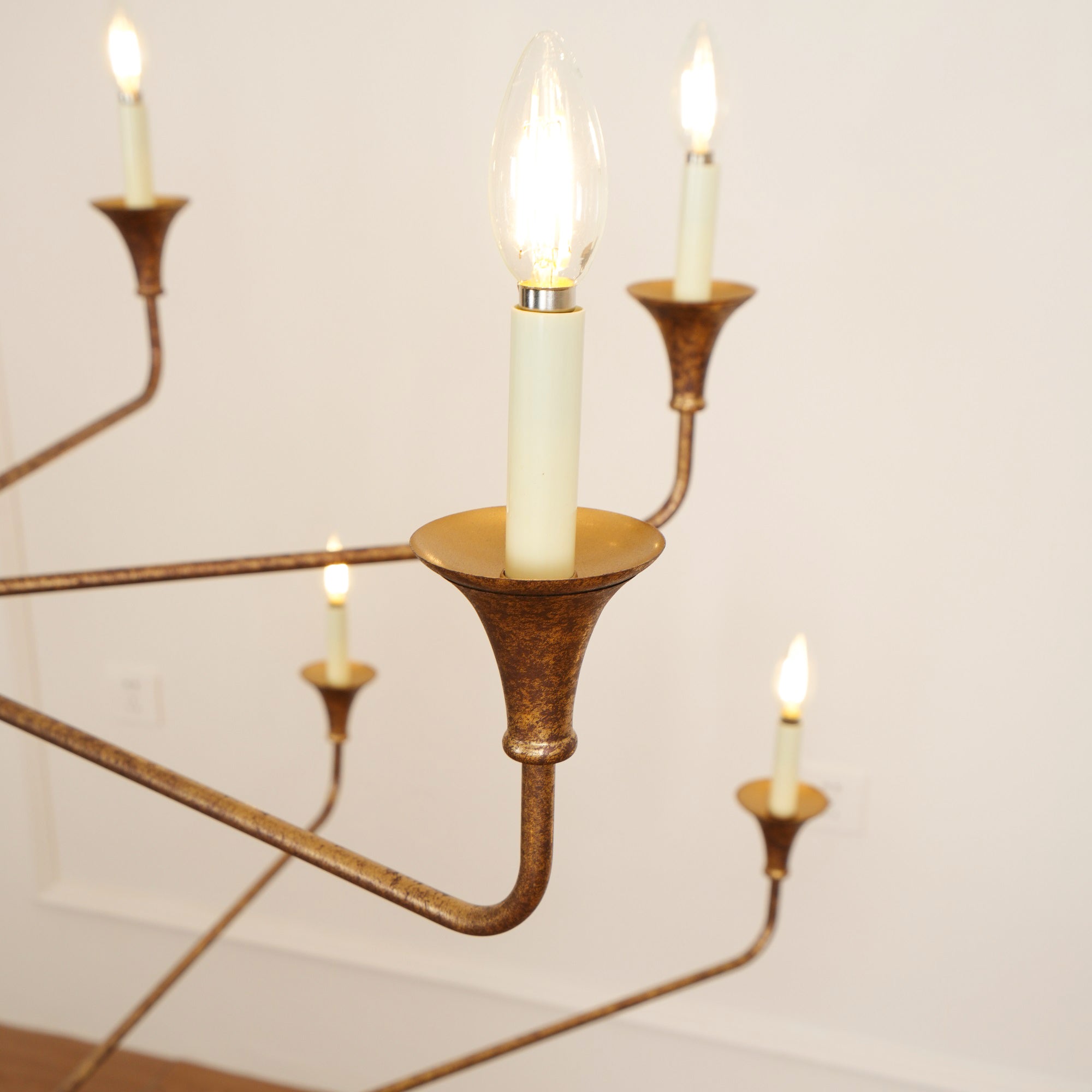 Wisp Grand Lustre en Métal de Bronze Industriel Vintage