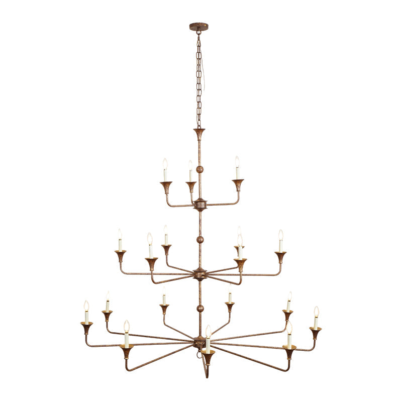 Wisp Grand Lustre en Métal de Bronze Industriel Vintage