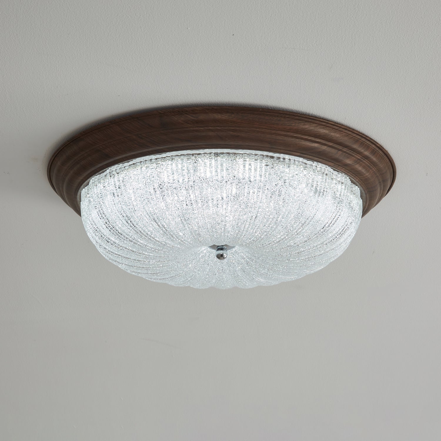 Esorila Lampe Plafonnier en Verre et Noyer Premium