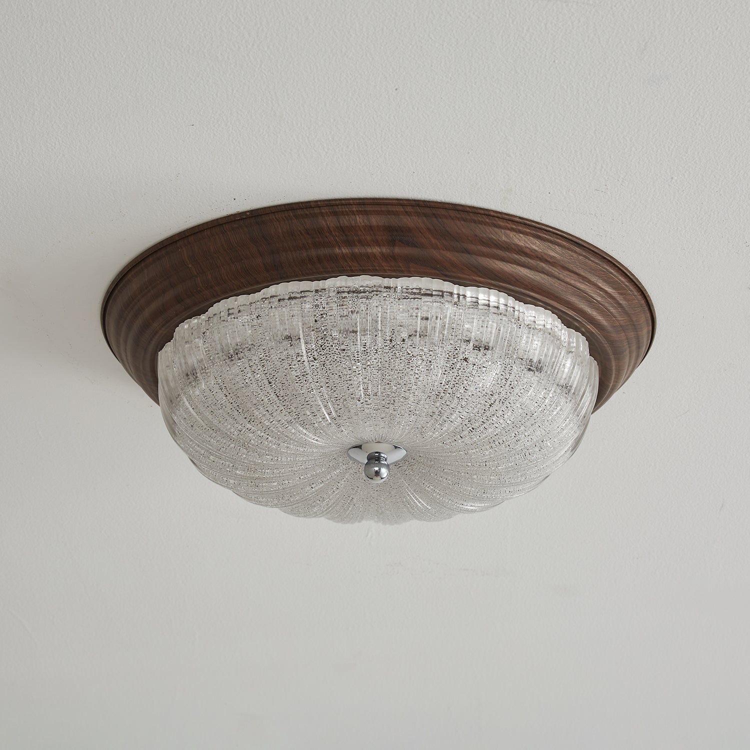 Esorila Lampe Plafonnier en Verre et Noyer Premium