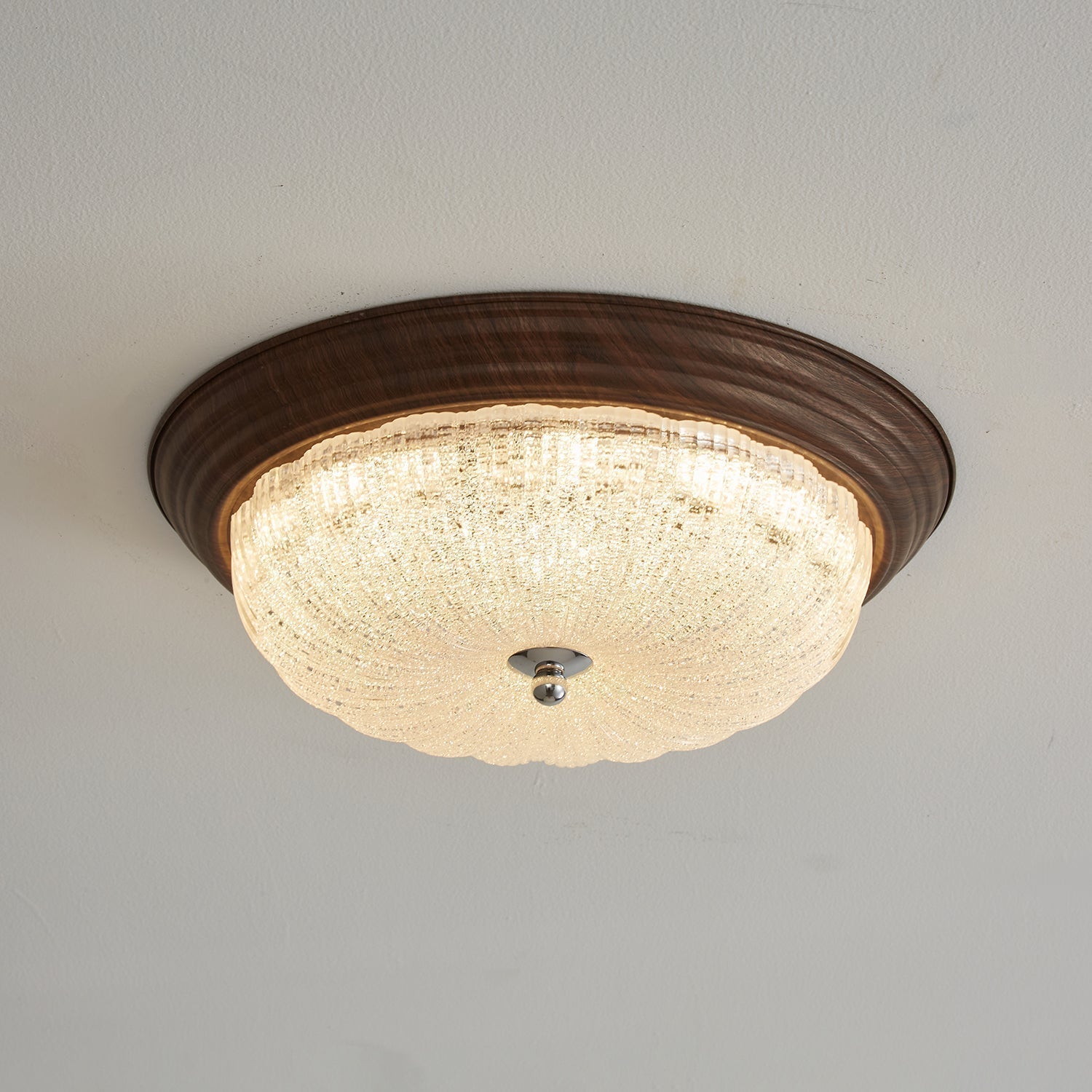 Esorila Lampe Plafonnier en Verre et Noyer Premium