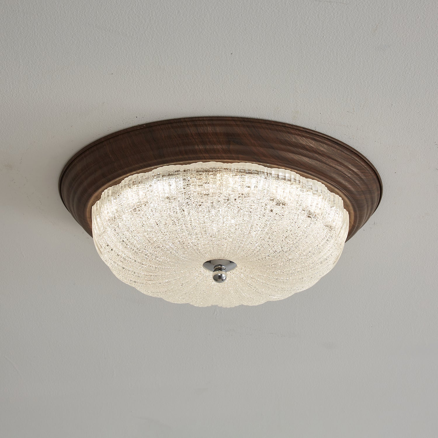 Esorila Lampe Plafonnier en Verre et Noyer Premium
