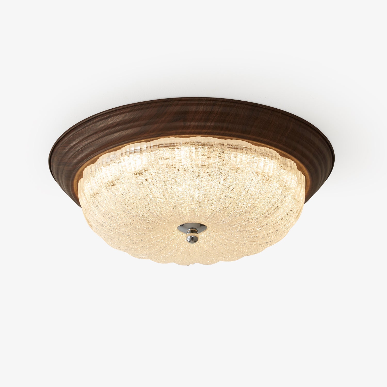Esorila Lampe Plafonnier en Verre et Noyer Premium