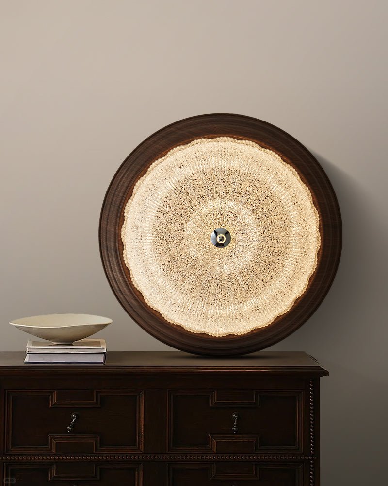 Esorila Lampe Plafonnier en Verre et Noyer Premium