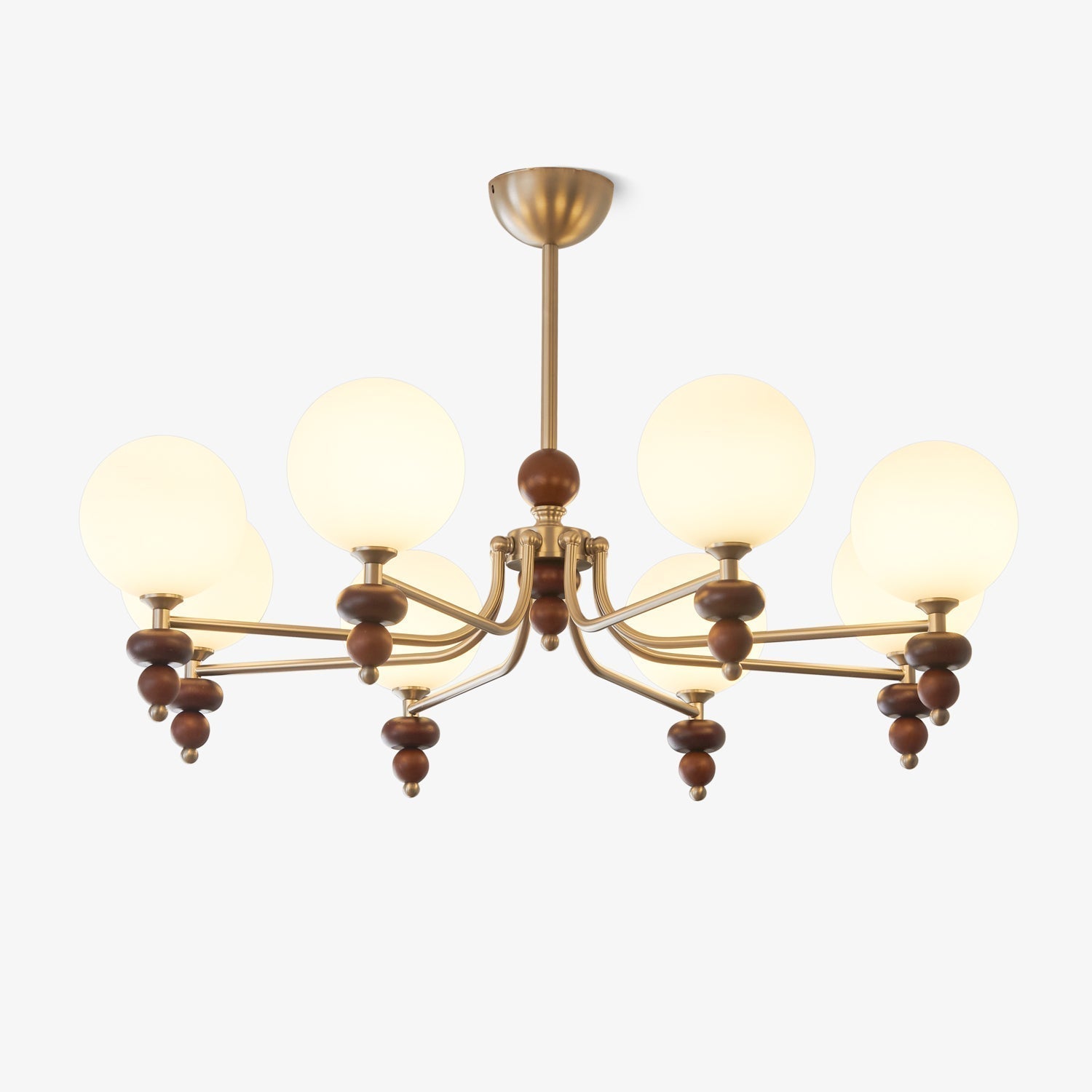 Cemarus Lustre Sphère Bois Noyer Verre Traditionnel
