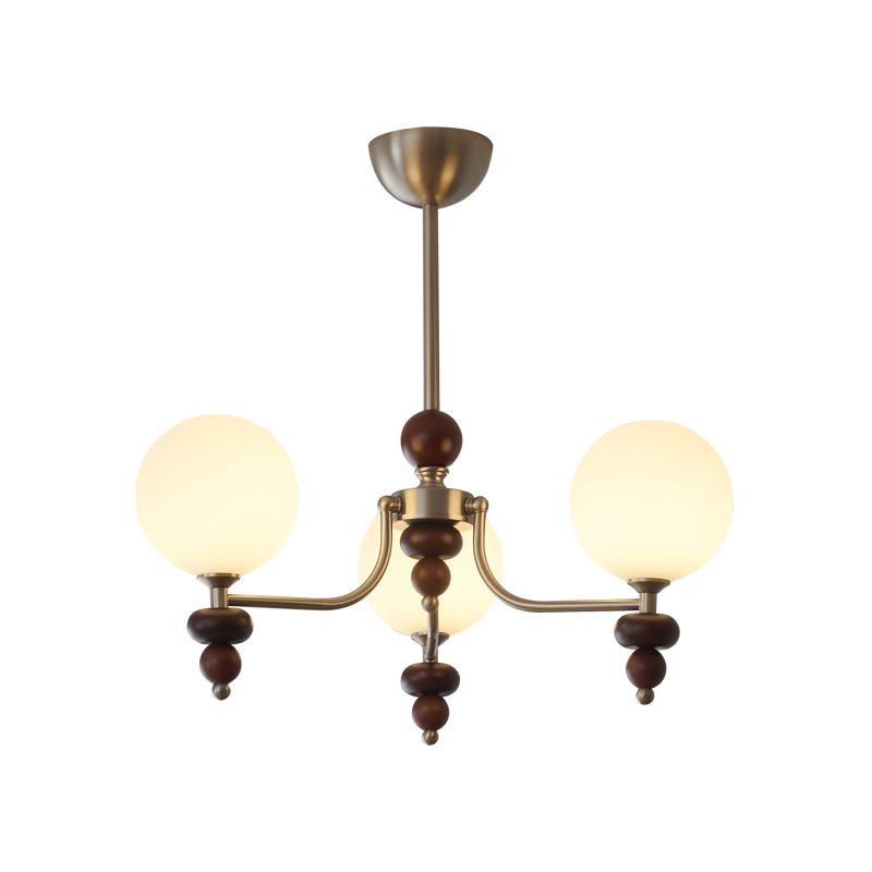 Cemarus Lustre Sphère Bois Noyer Verre Traditionnel