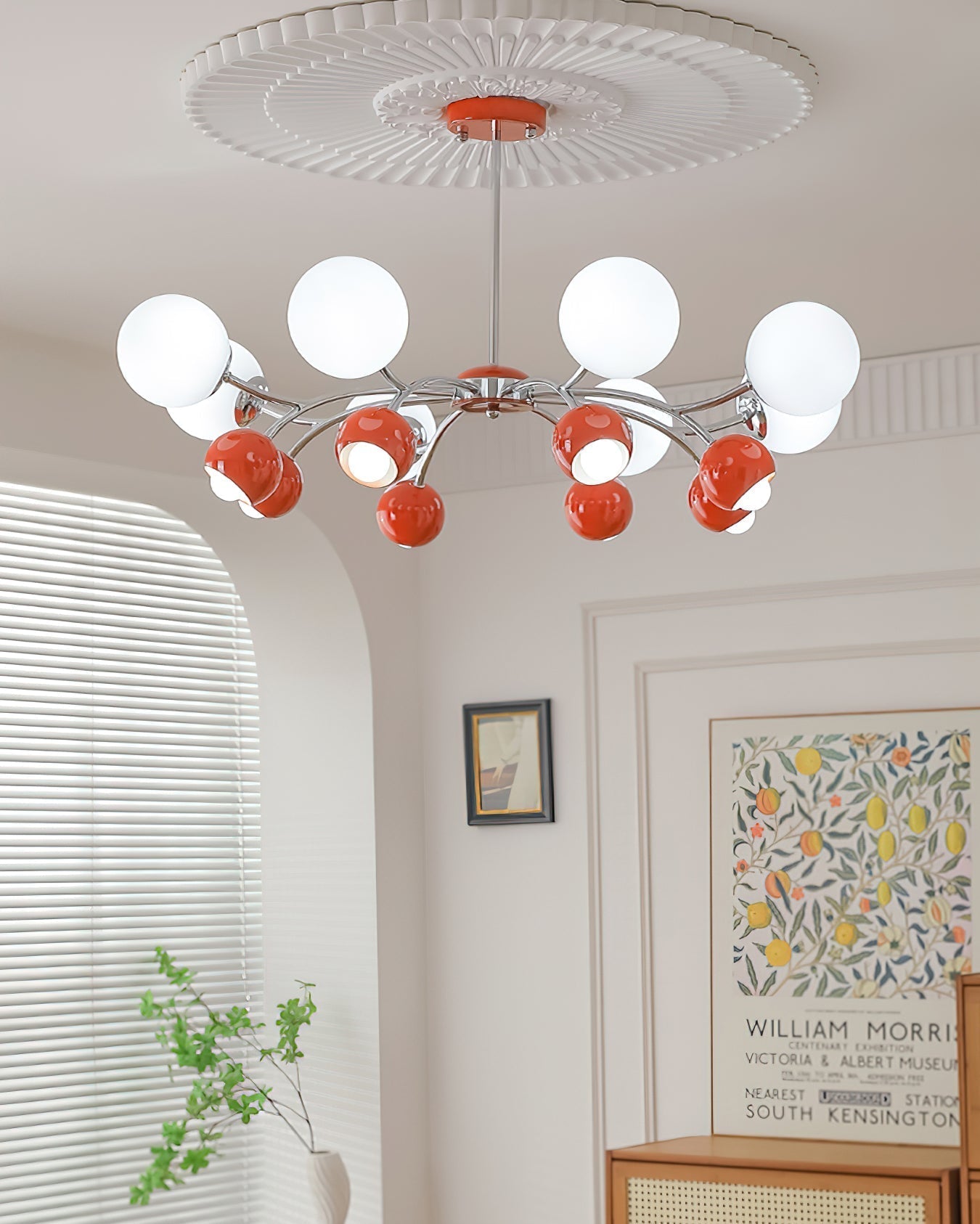 Lustra Lustre Chrome Rouge Crème Globe