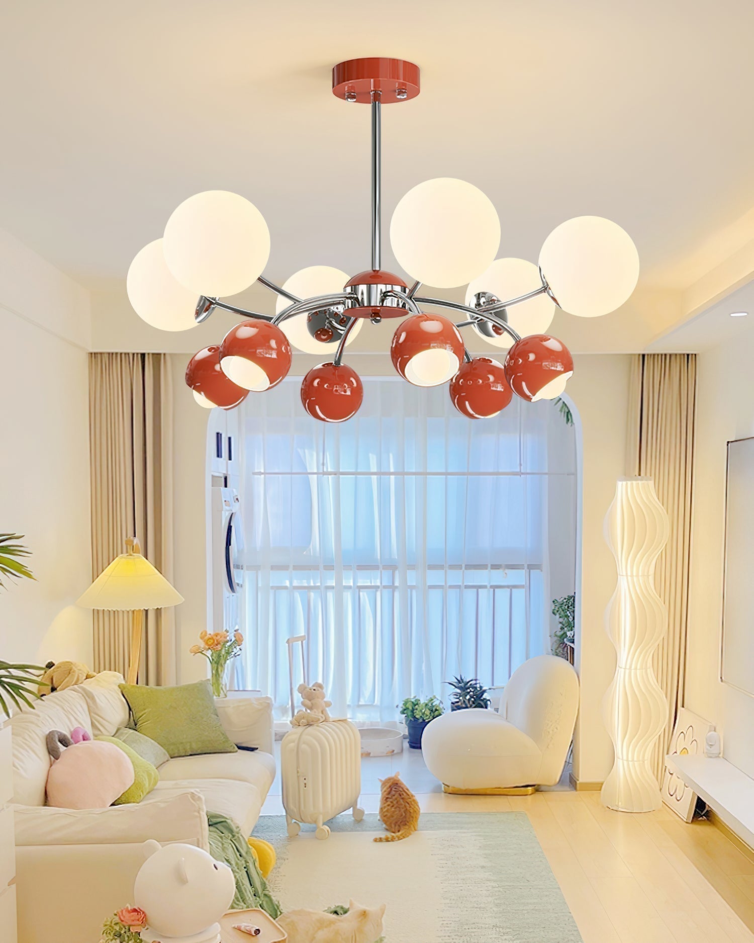 Lustra Lustre Chrome Rouge Crème Globe