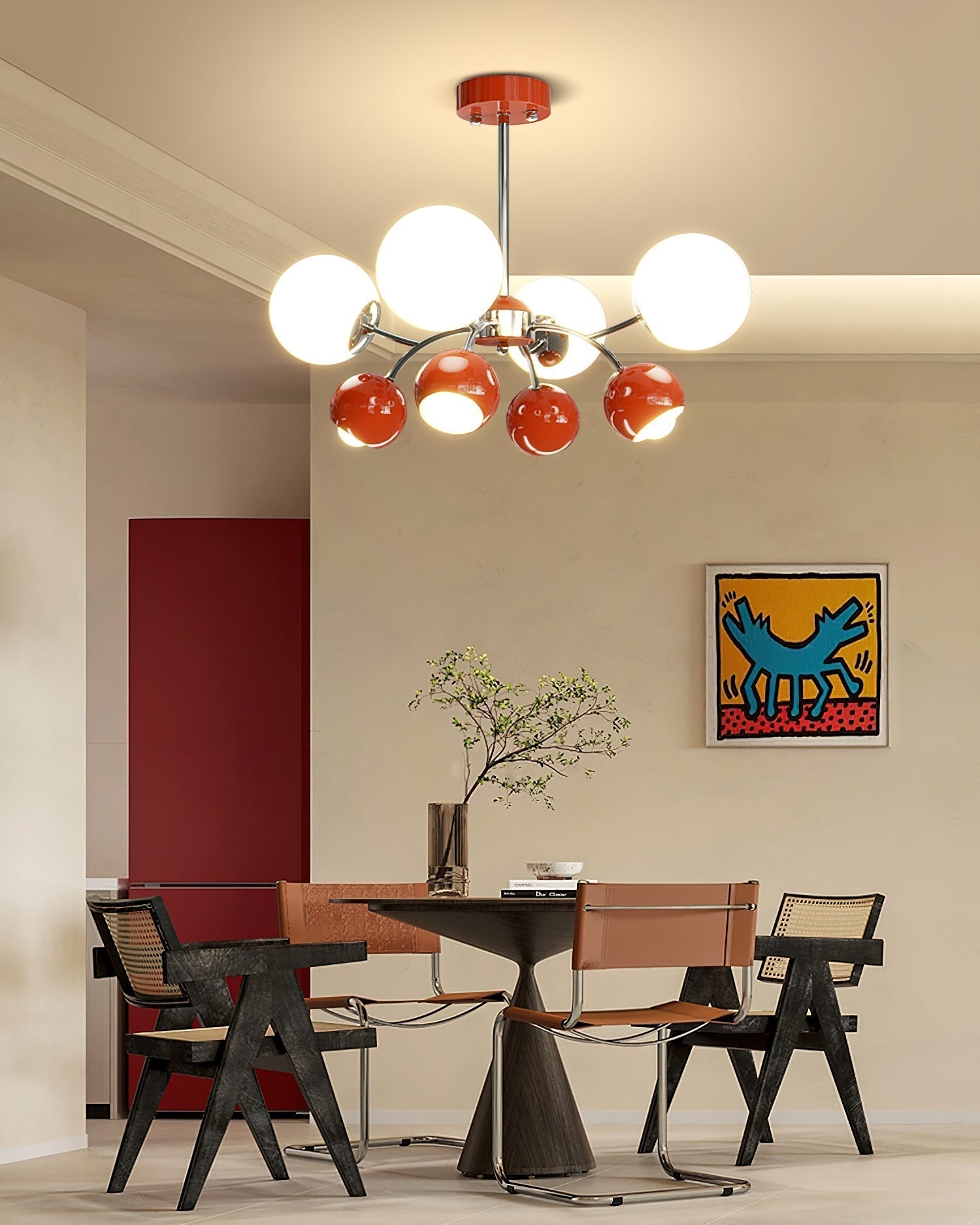 Lustra Lustre Chrome Rouge Crème Globe