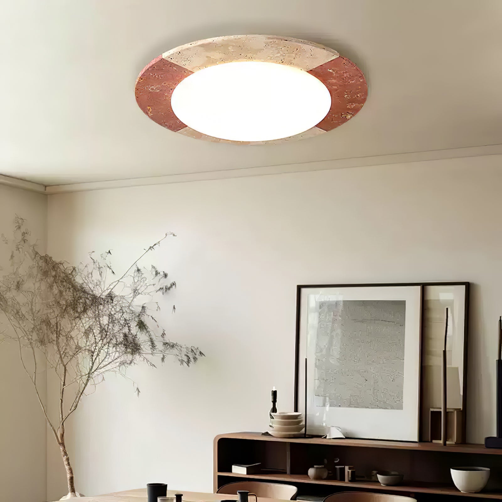 Zeraeos Plafonnier Minimaliste en Travertin