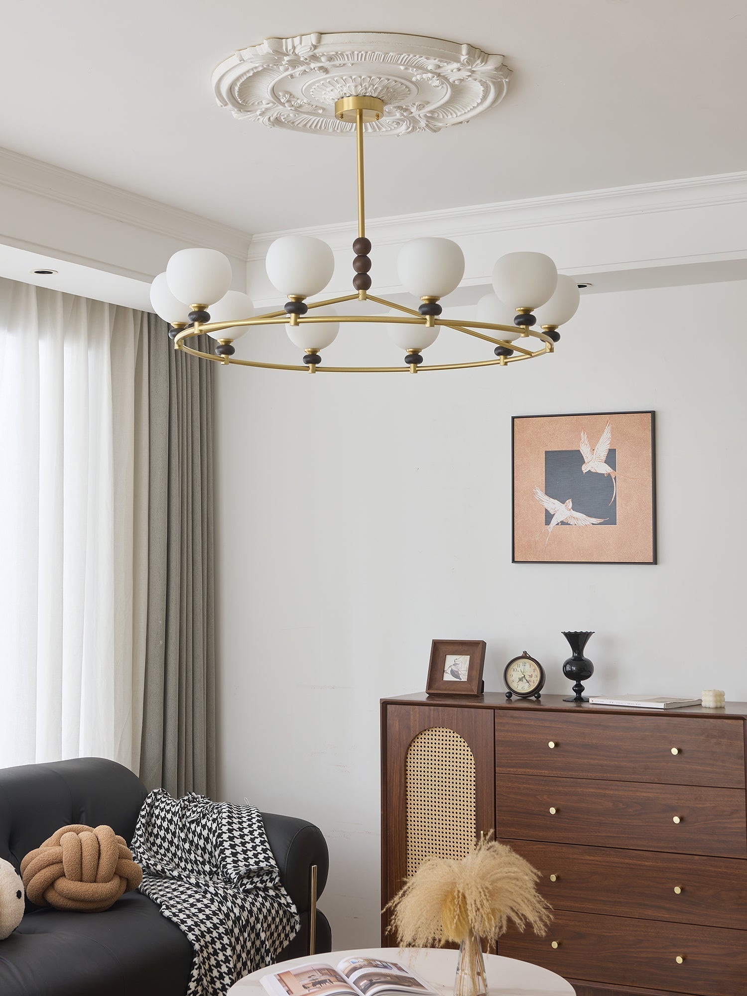 Nydoriel Lustre Haut de Gamme Nordique en Laiton et Bois