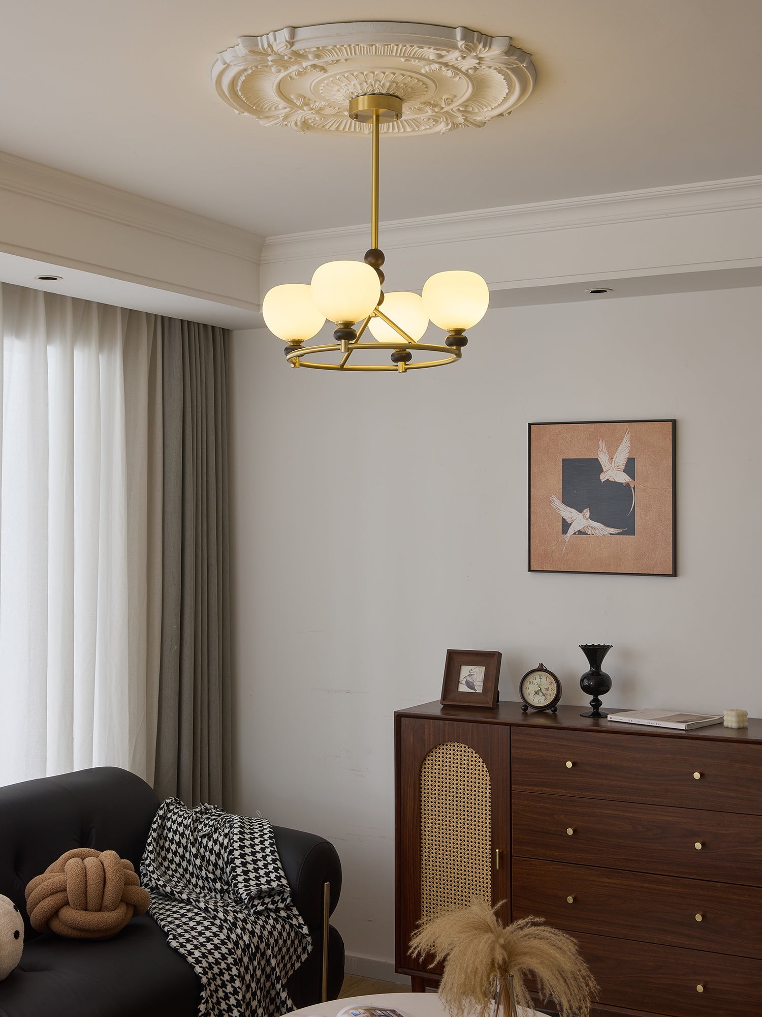 Nydoriel Lustre Haut de Gamme Nordique en Laiton et Bois