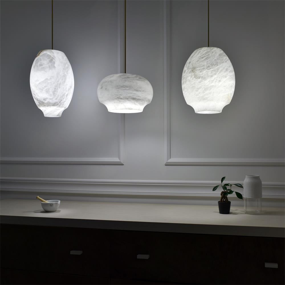Miroir Suspension en Albâtre et Métal Minimaliste Moderne