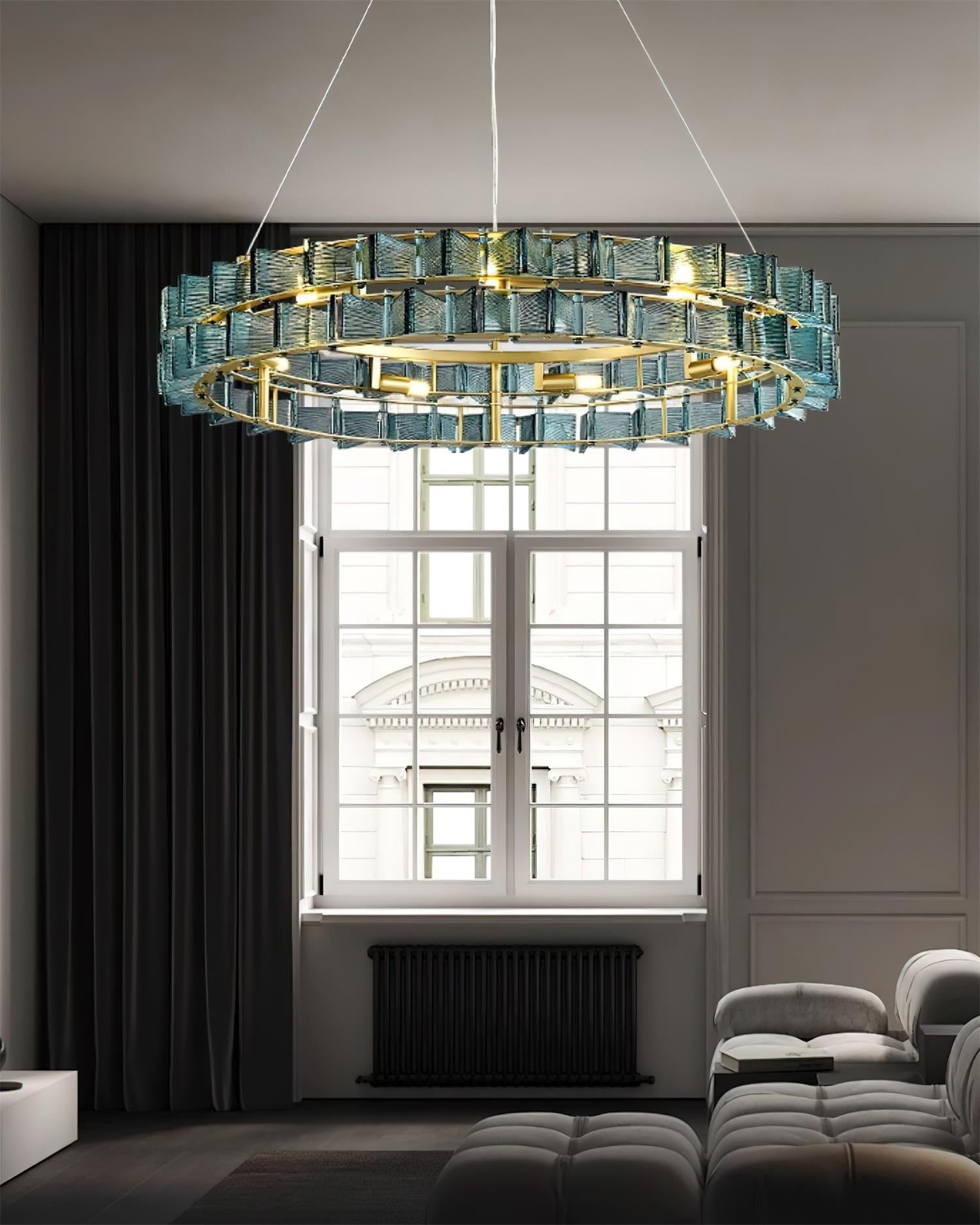 Celvara Lustre Vintage en Verre Doré