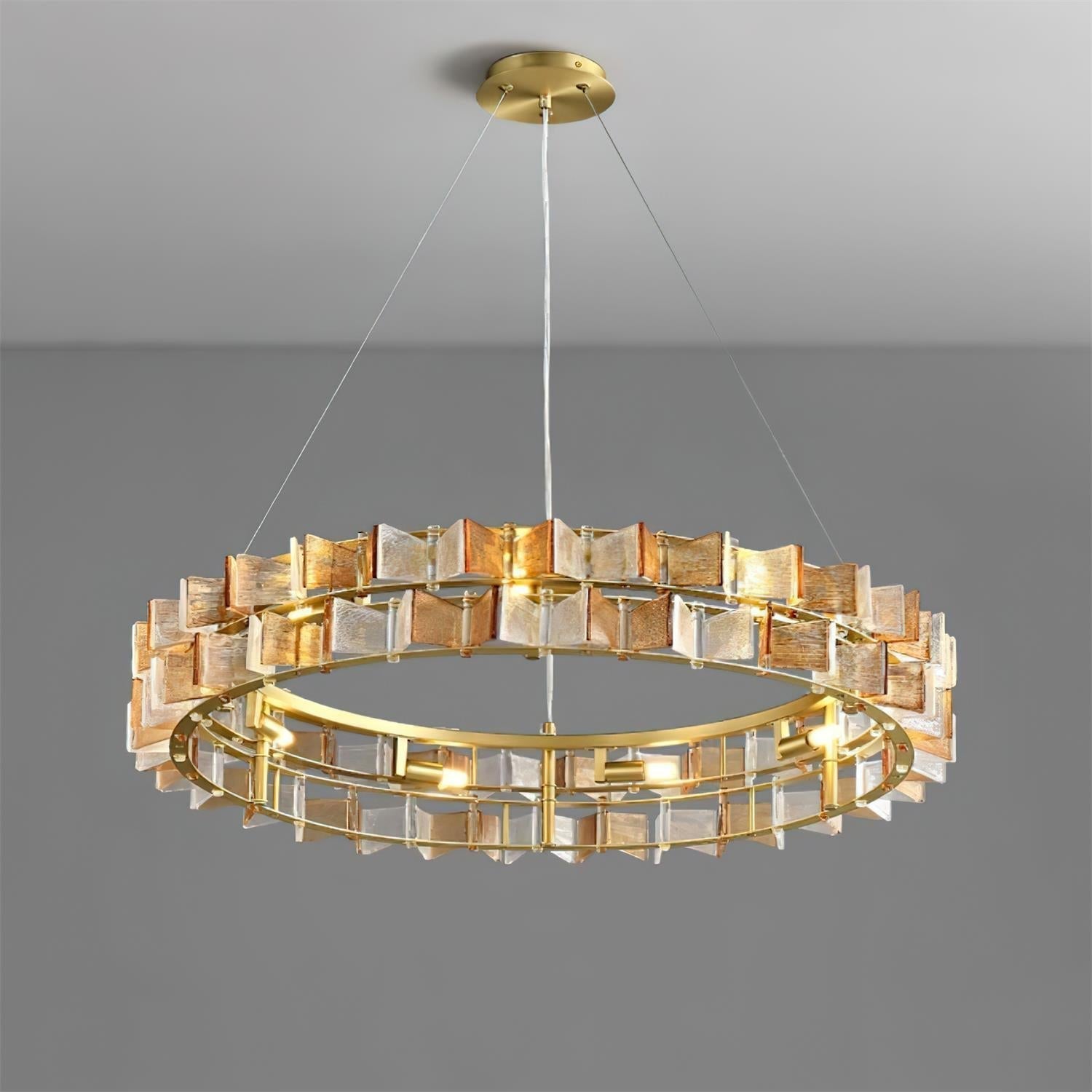 Celvara Lustre Vintage en Verre Doré