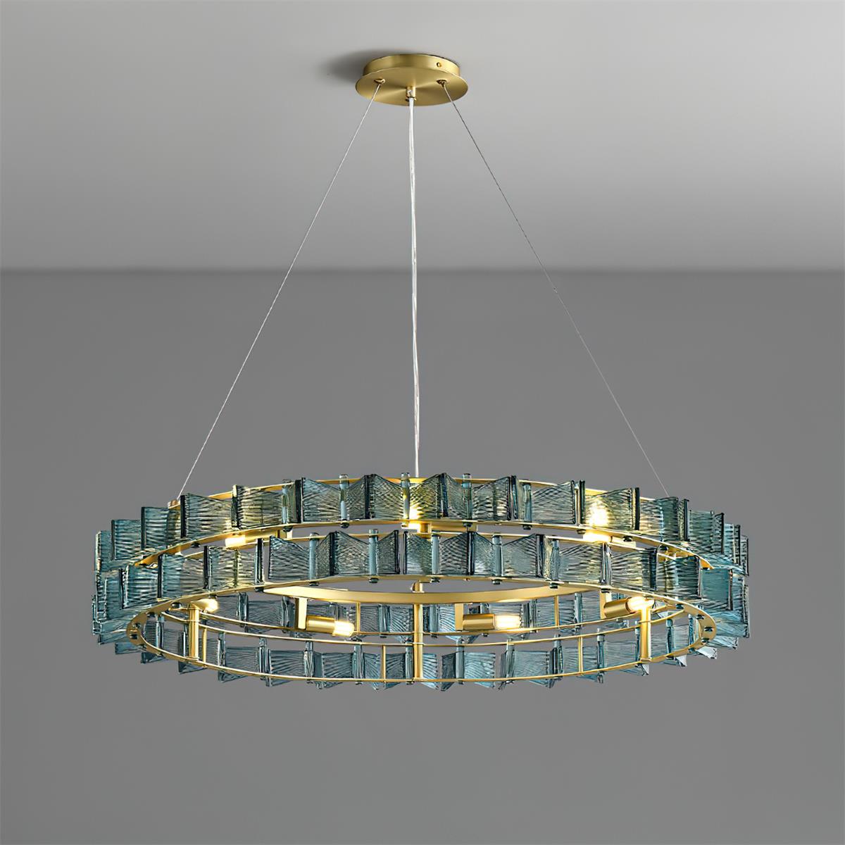 Celvara Lustre Vintage en Verre Doré