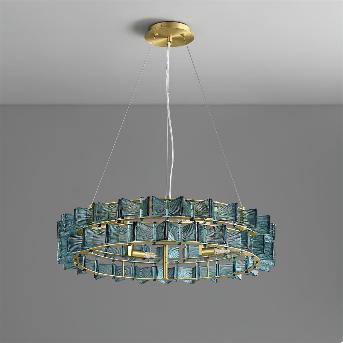 Celvara Lustre Vintage en Verre Doré
