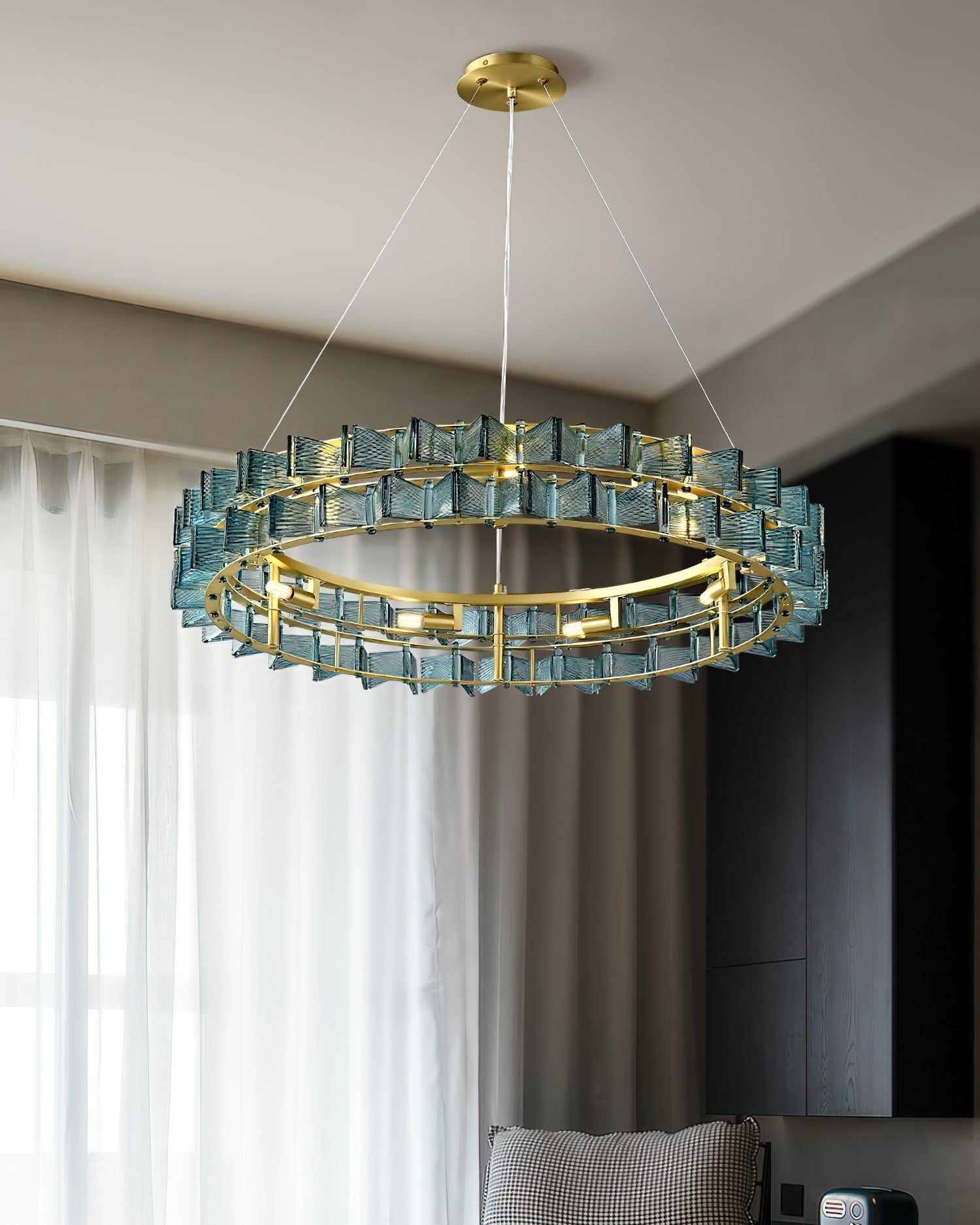 Celvara Lustre Vintage en Verre Doré